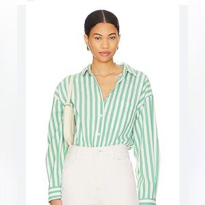 Pistola Green and White Striped Top
